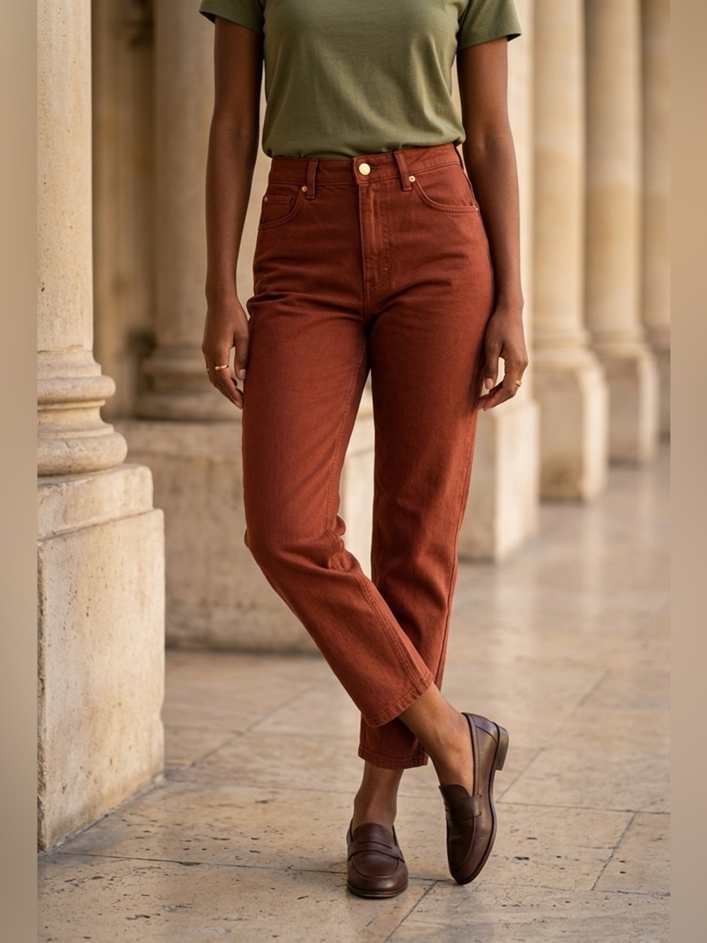 NWT EDWIN Women’s Jeans Anthropologie Anderson Ankle Spice Brown - Size 25